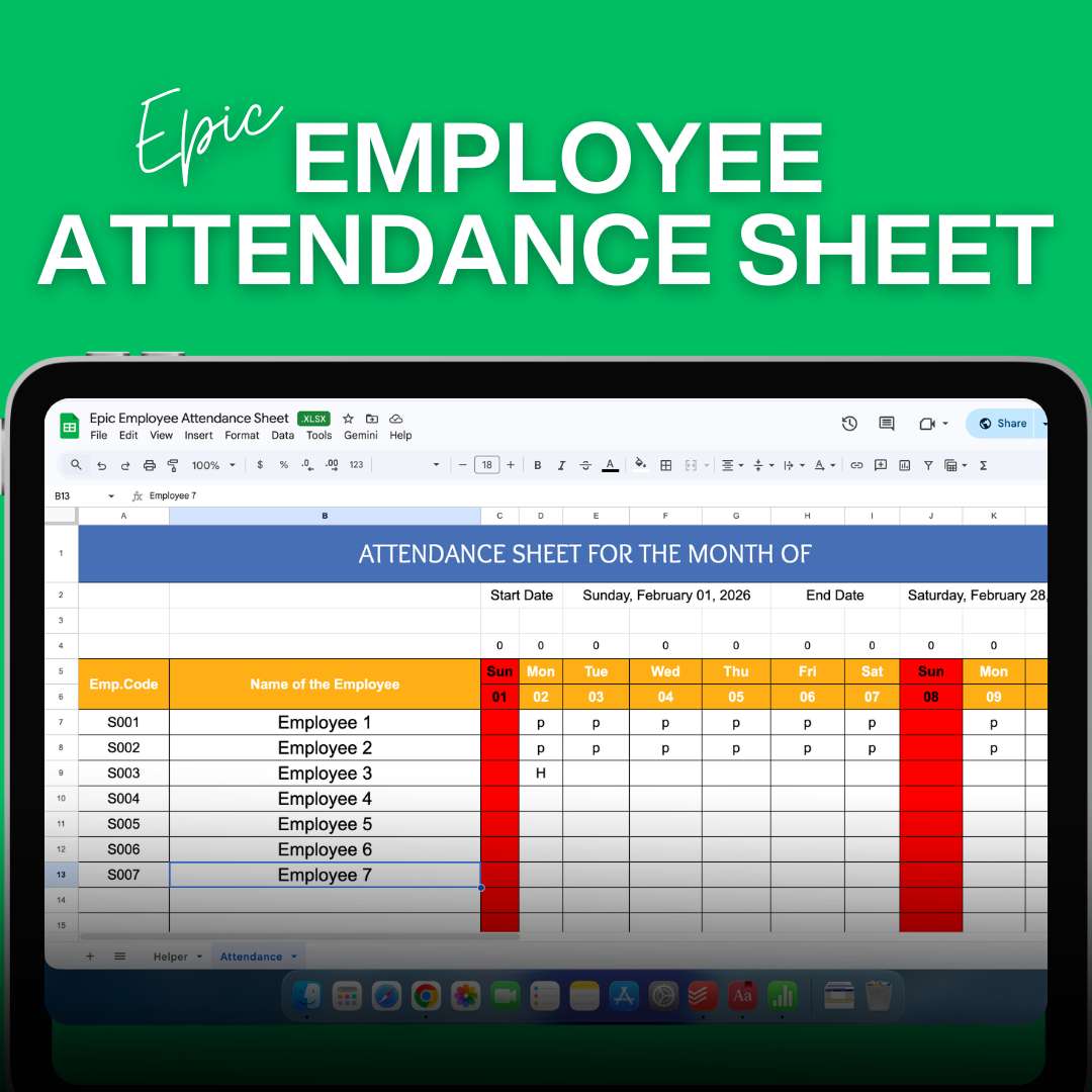 Epic Employee Attendance Sheet