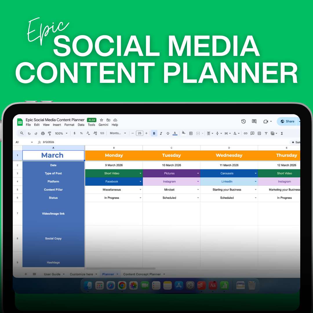 Epic Social Media Content Planner